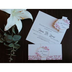 Invitatie de Nunta Eleganta cu motiv Floral roz 20415