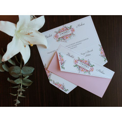 Invitatie de Nunta Eleganta cu Motiv Floral Roz 20462