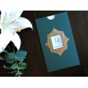Invitatie de Nunta Eleganta Verde cu Model Auriu 20488