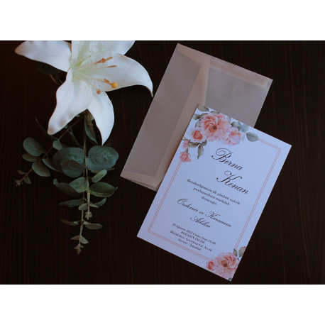 Invitatie de Nunta Eleganta cu model Floral Trandafiri 20477