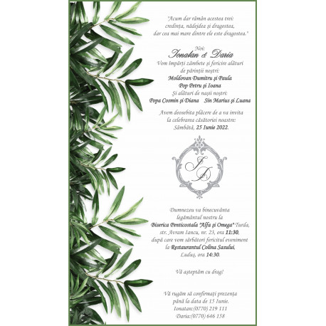 Invitatie electronica nunta Green Leafs