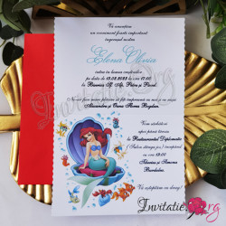 Invitatie de Botez Eleganta cu Micuta Sirena Ariel