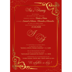 Invitatie de nunta electronica gold & red