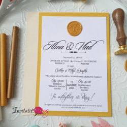 Invitatie de nunta Simple Gold cu sigiliu Copacul Vietii