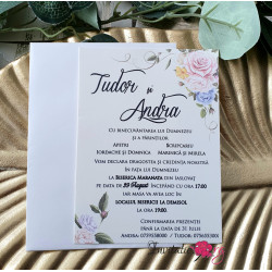 Invitatie de Nunta Ieftina cu Design Floral Trandafiri