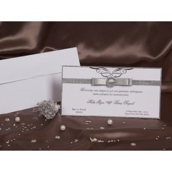 Invitatie de nunta eleganta cu fundita argintie 30093