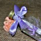 Invitatie botez handmade sticluta cu ravas mov-lila si fluturas