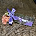 Invitatie nunta Handmade sticluta cu ravas mov-lila si fluturas