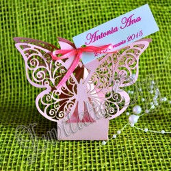 Marturie cutiuta fluture elegant roz intens
