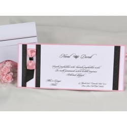 Invitatie de nunta eleganta roz pal-negru 70748