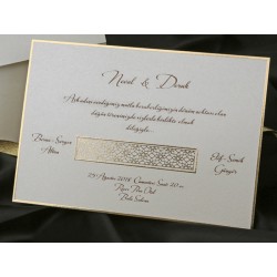 Invitatie de nunta elegante cu model auriu 70755