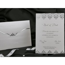 Invitatie de nunta eleganta cu model argintiu 70756