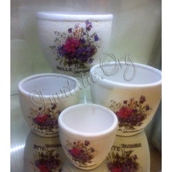 Set 4 vase ceramica cu model floral