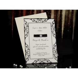 Invitatie de nunta eleganta cu model alb-negru 15016