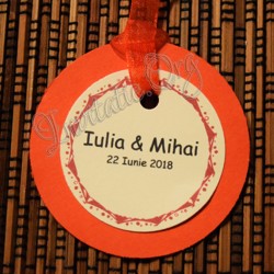 Eticheta rotunda eleganta rosu-ivoire