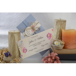 Invitatie de nunta cu model floral pastel 17075
