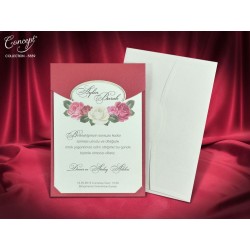 Invitatie de Nunta cu Model Floral roz 5559