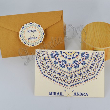 Invitatie de Nunta cu motiv Mandala colorata