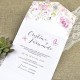 Invitatie de Nunta cu Model Floral si Fluturi roz 39636