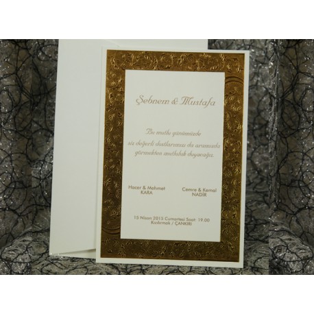 Invitatie de nunta cu frunze aurii 582