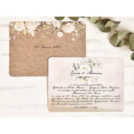 Invitatie de Nunta Vintage tip Scrisoare cu Model Floral 39782