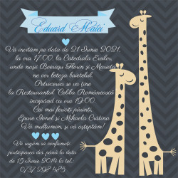Invitatie electronica botez bleu cu girafe