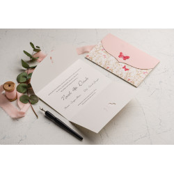 Invitatie de Nunta cu model Floral si Fluturasi roz 70124