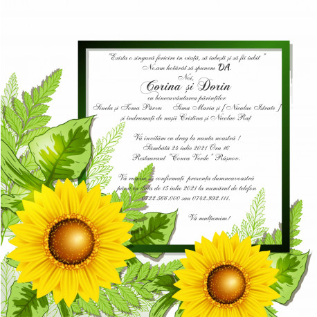 Invitatie de nunta electronica cu floarea soarelui1