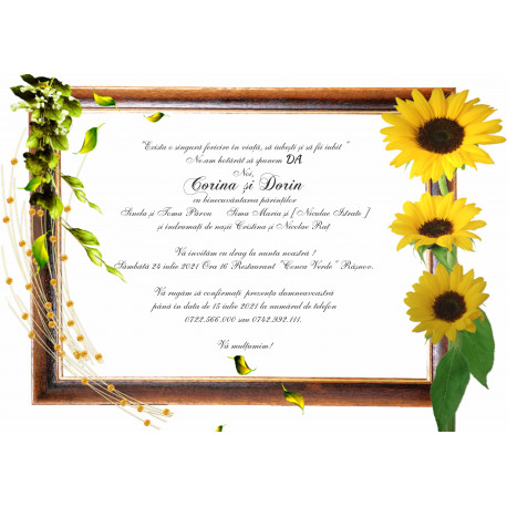 Invitatie de nunta electronica cu floarea soarelui 2
