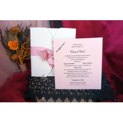 Invitatie de Nunta Eleganta cu Panglica roz 52540