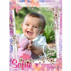 Marturii de Botez Magnet cu fluturi si floricele