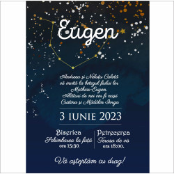 Invitatie de botez electronica Celestial Blue