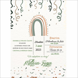 Invitatii digitale botez curcubeu pastel