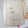 Invitatie de nunta ieftina cu frunzulite aurii