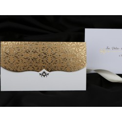 Invitatie de nunta eleganta cu model auriu 60217